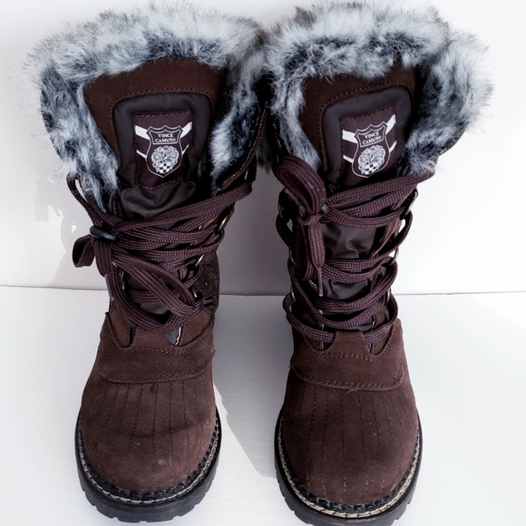 Vince Camuto Furry Brown Winter Boots - Soft Furry Lining - Picture 2 of 10